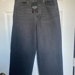 Boohoo Mens Black Straight Jeans